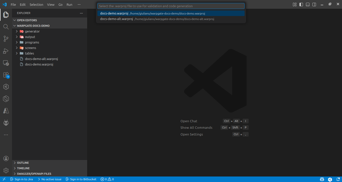 Picker with two available .warproj files